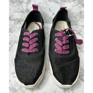 Toms Sneakers 37‎ EU Youth 5 Cordones Cupsole Black Tiny Purple Sparkle Glitter